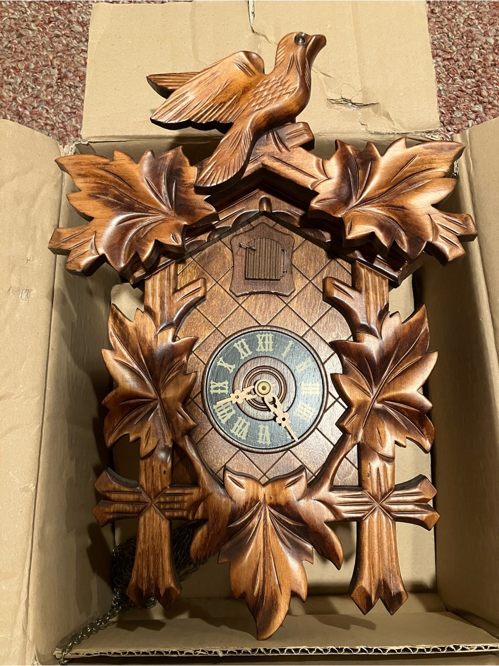 River City Cuckoo Clock 13” Eight Day, Five Hand-carved Maple Leaves